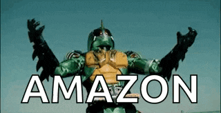 a superhero with his arms outstretched is standing in front of the word amazon .