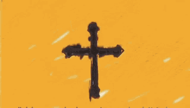 a cartoon of edward elric from full metal alchemist is standing in front of a yellow background with his arms outstretched .