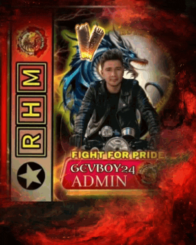 a picture of a man riding a motorcycle with the words fight for pride ggvboy24 admin