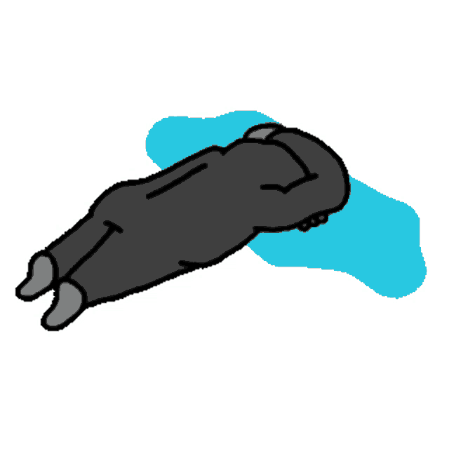 a cartoon of a person laying on the ground with a tear coming out of their mouth