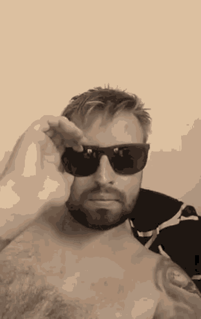 a man with a beard is wearing sunglasses