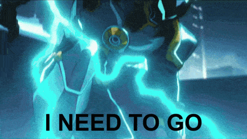 a blue lightning strike with the words i need to go