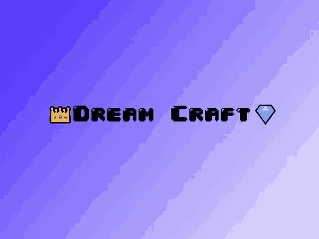 a pixel art logo for dream craft with a diamond in the middle