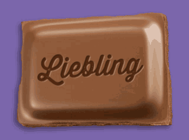 a piece of chocolate with the word liebling written on it