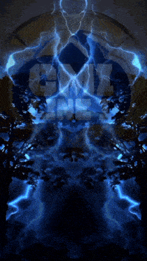 lightning strikes behind a sign that says gmz on it