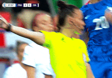 a soccer game is being played between france and italy and the time is 37:57