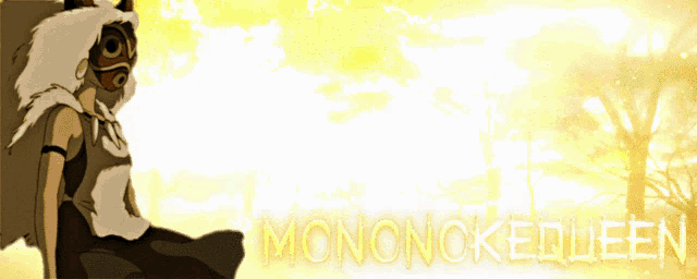 a yellow background with the word mononokequeen