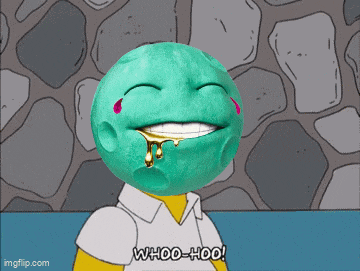 a cartoon character says whoo-hoo in front of a wall