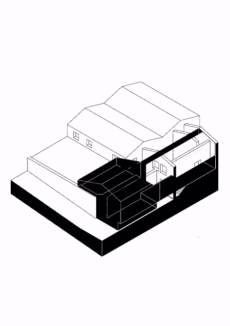 a black and white drawing of a house with a roof that says ' a ' on it