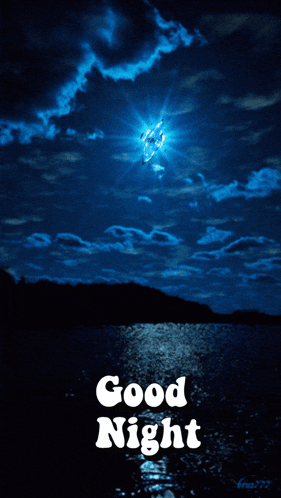 a picture of a night sky with the words good night