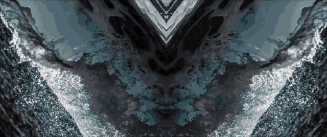 a painting of a triangle in the middle of a water surface