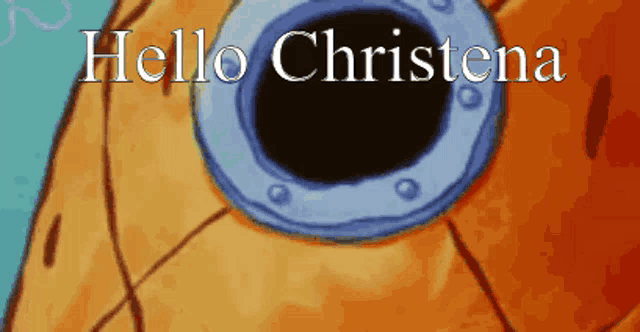 a picture of a fish with the words hello christena