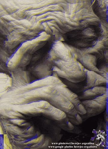 a close up of an old man 's face with the website www.pinterest.herejes.argentina on the bottom right