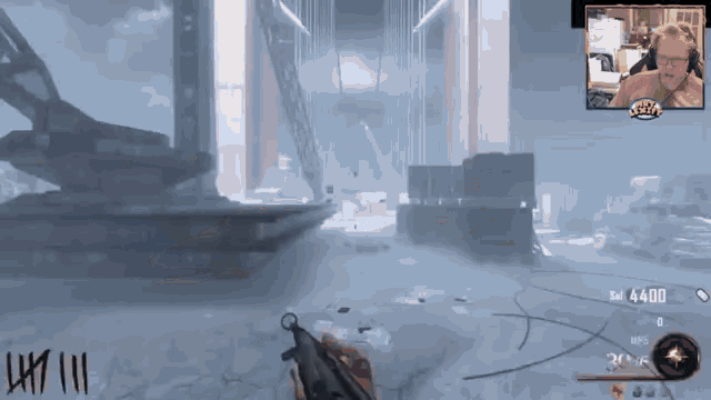 a screenshot of a video game shows a person holding a gun