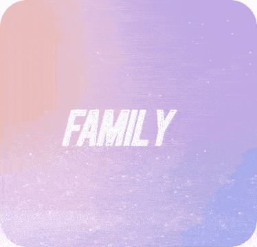 the word family is in a white circle with hearts around it
