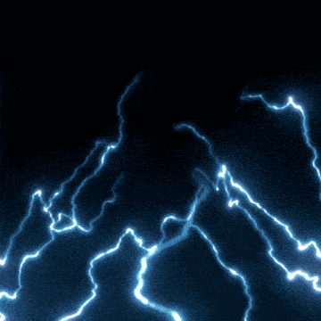 a blue lightning bolt in the dark with a black background