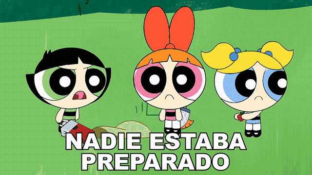 three cartoon characters standing next to each other with the words " nadie estaba preparado " above them