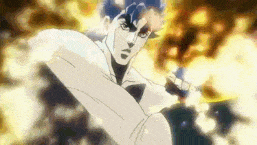 a man in a white shirt is holding a sword in his hand in a cartoon .