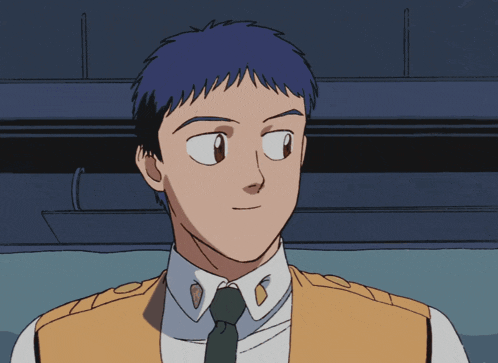 a man with blue hair is wearing a white shirt and tie