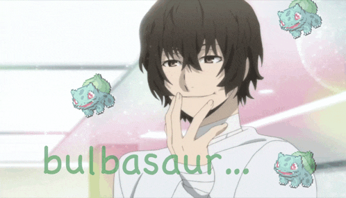 a picture of a boy with the word bulbasaur written on it