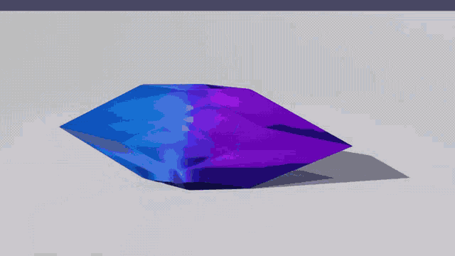 a blue and purple diamond with a shadow on a white background