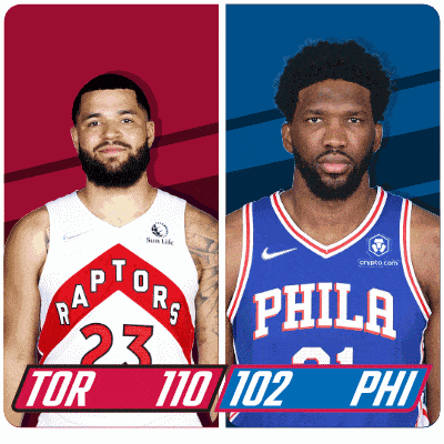 two basketball players one from the raptors and the other from the philadelphia phillies