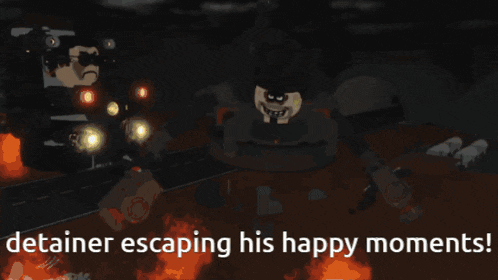 a cartoon of a robot with the words " detainer escaping his happy moments " below it