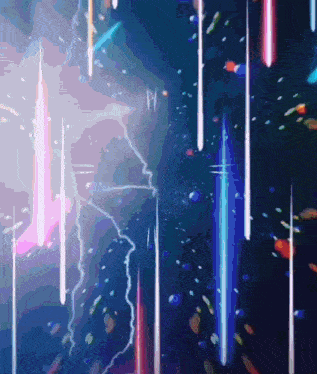 a painting of lightning strikes in the sky