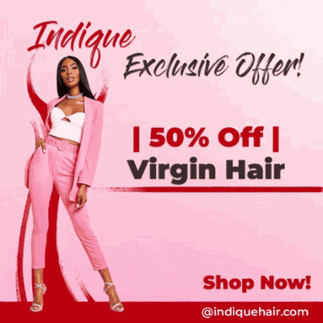 an advertisement for virgin hair shows a woman wearing leggings that say woman