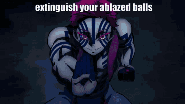 a purple and blue background with the words extinguish your ablated balls