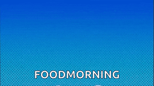 a cartoon raccoon with its arms outstretched and the words `` foodmorning '' written below it .