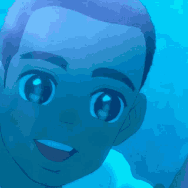 a cartoon drawing of a boy in the water