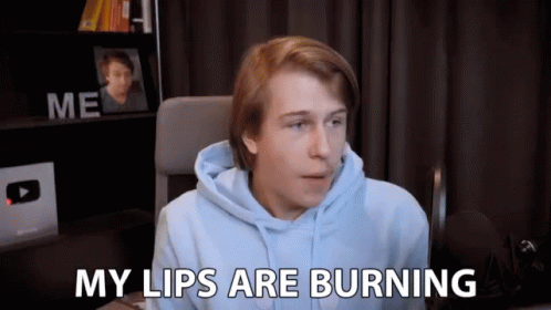 My Lips Are Burning Sweating GIF - My Lips Are Burning Sweating Spicy Food GIFs