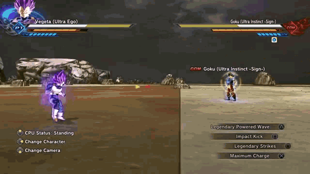 a screenshot of a video game shows goku and vegeta fighting each other