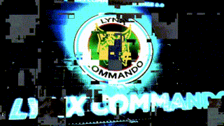a logo for lynx commando is displayed on a black background