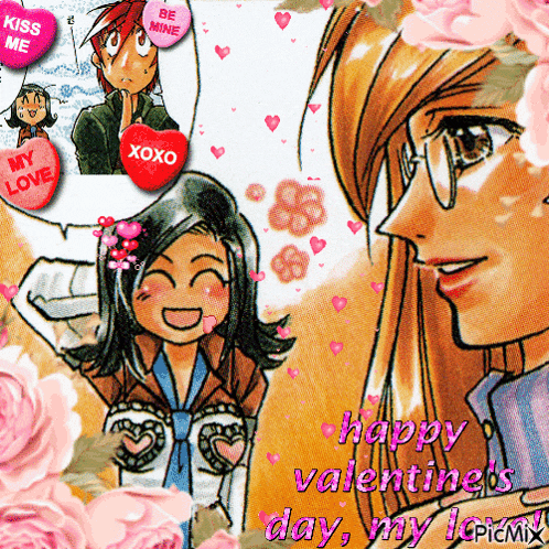 a valentine 's day greeting card with a girl holding a heart