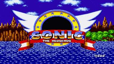 a sonic the hedgehog logo with wings and a red ribbon