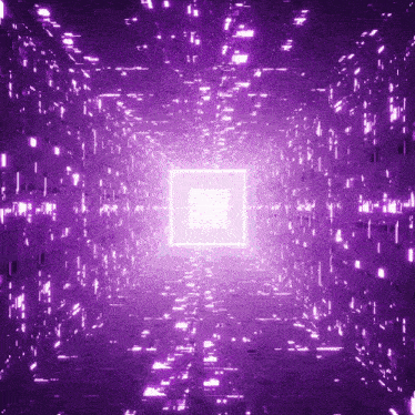 a purple tunnel with a glowing square in the middle