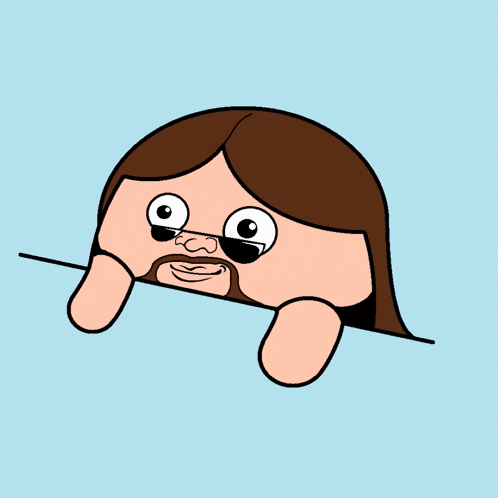 a cartoon of jesus with a beard and sunglasses