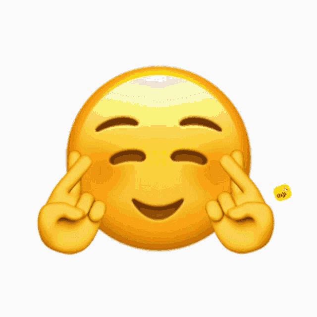 a yellow smiley face with its eyes closed and its hands crossed behind its face
