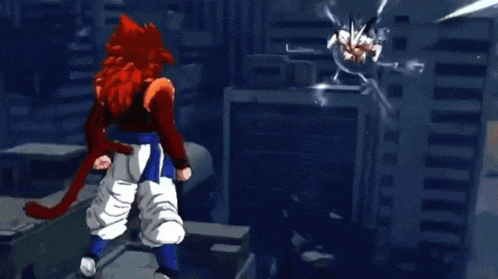 a cartoon character with red hair is kicking another character in the face