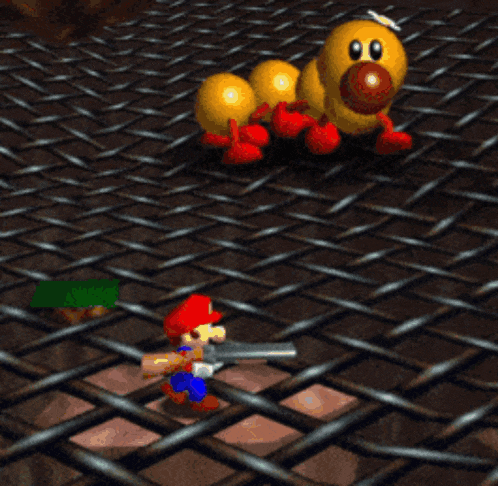 a cartoon of mario and pac man fighting each other