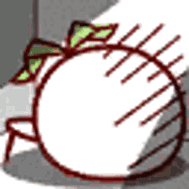 a cartoon drawing of an apple with a green leaf on it .
