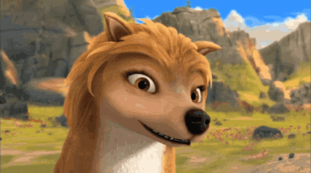 a cartoon dog with braces on her teeth is smiling