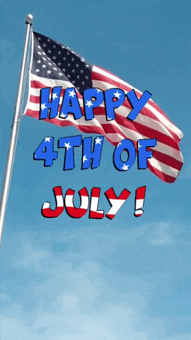 a happy 4th of july sign with an american flag in the background