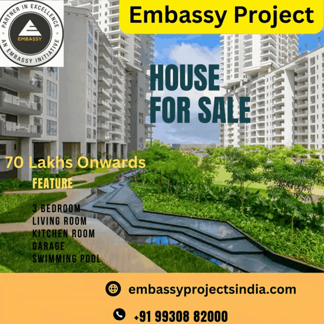 an advertisement for a house for sale by embassy projects india