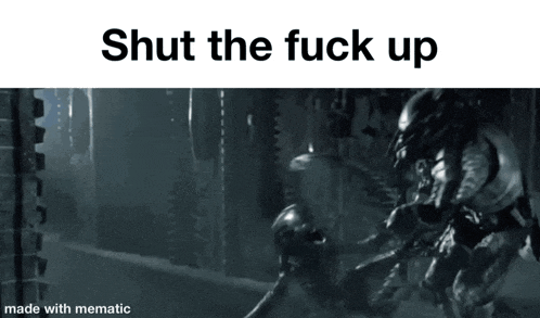 a screenshot of a video game with the words " shut the fuck up " at the top