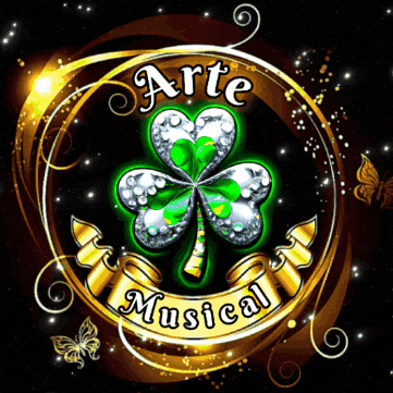 a logo for arte musical with a clover in the middle