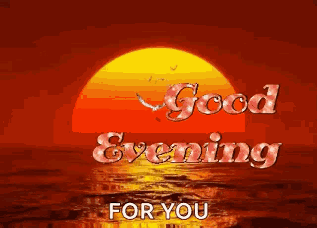 a good evening for you greeting card with a sunset over the ocean .