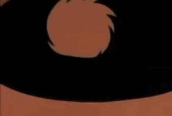 a cartoon of a woman with red hair and black gloves .